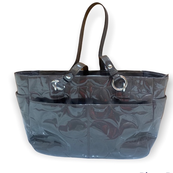 Coach Dark gray Gallery Embossed Patent Leather Tote - Picture 2 of 9